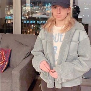 Baby Blue Fleece Faux Sherpa Jacket